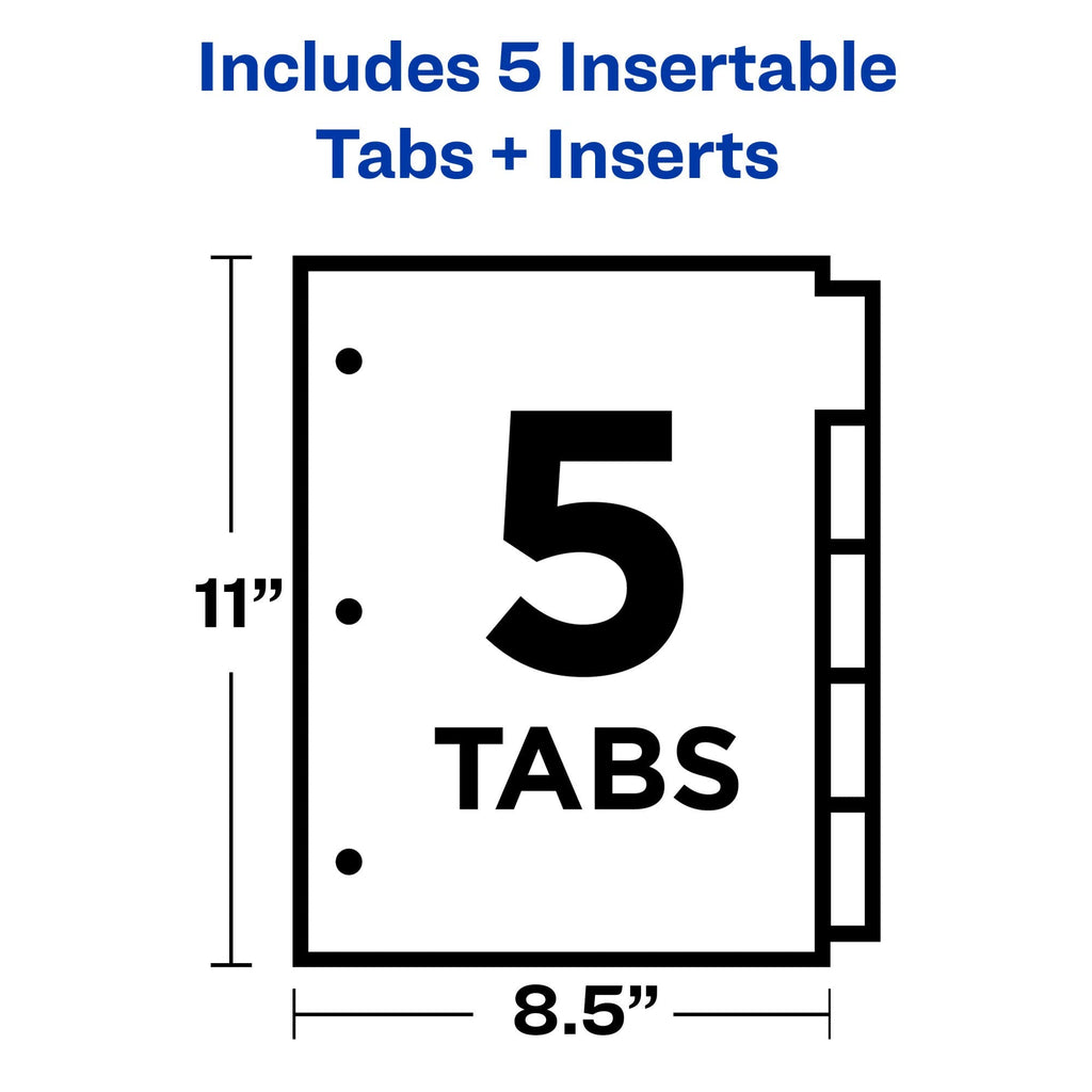 Avery 5-Tab Plastic Insertable Binder Dividers, 24 Sets (11900)