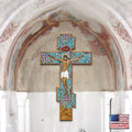 Golden Leaf Wooden Wall Cross