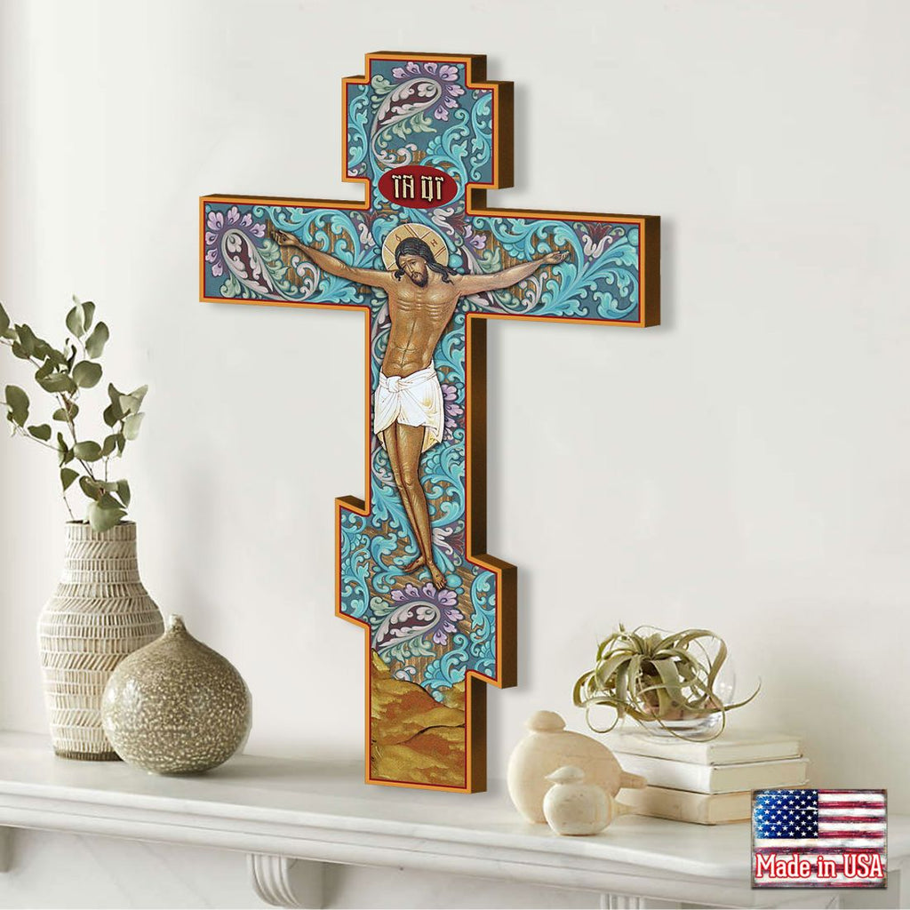 Golden Leaf Wooden Wall Cross