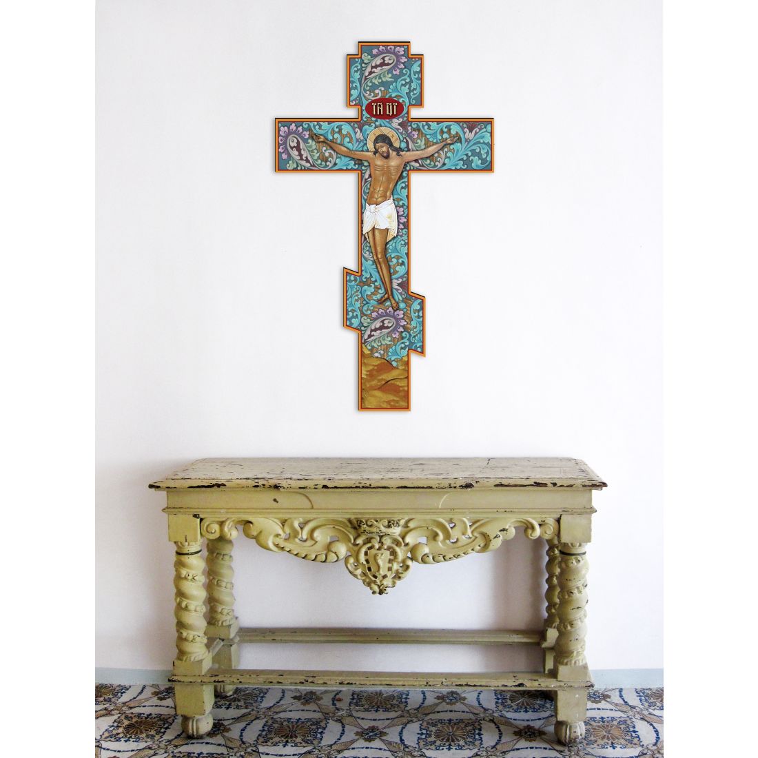 Golden Leaf Wooden Wall Cross