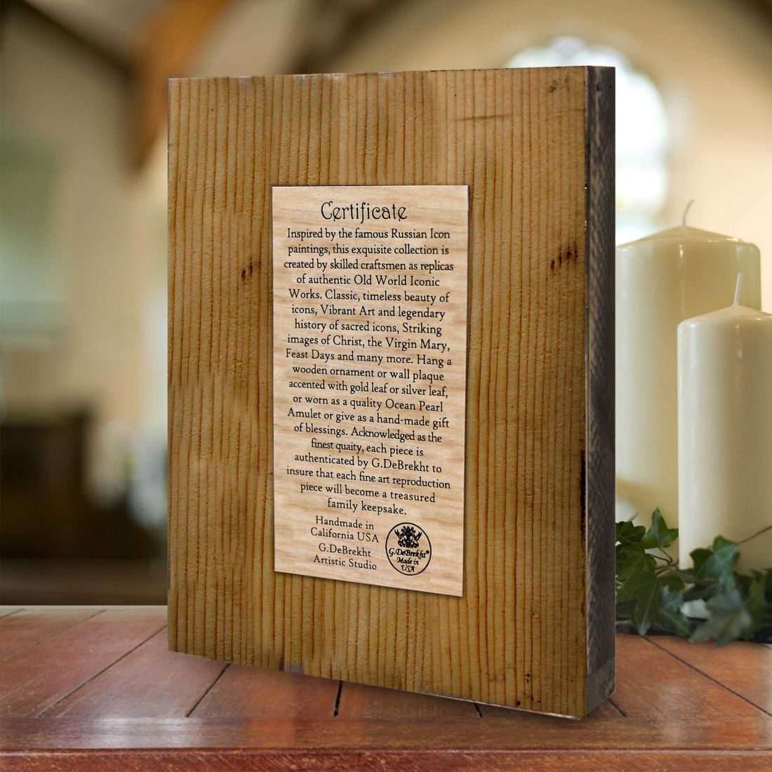 Golden Leaf Wooden Wall Cross