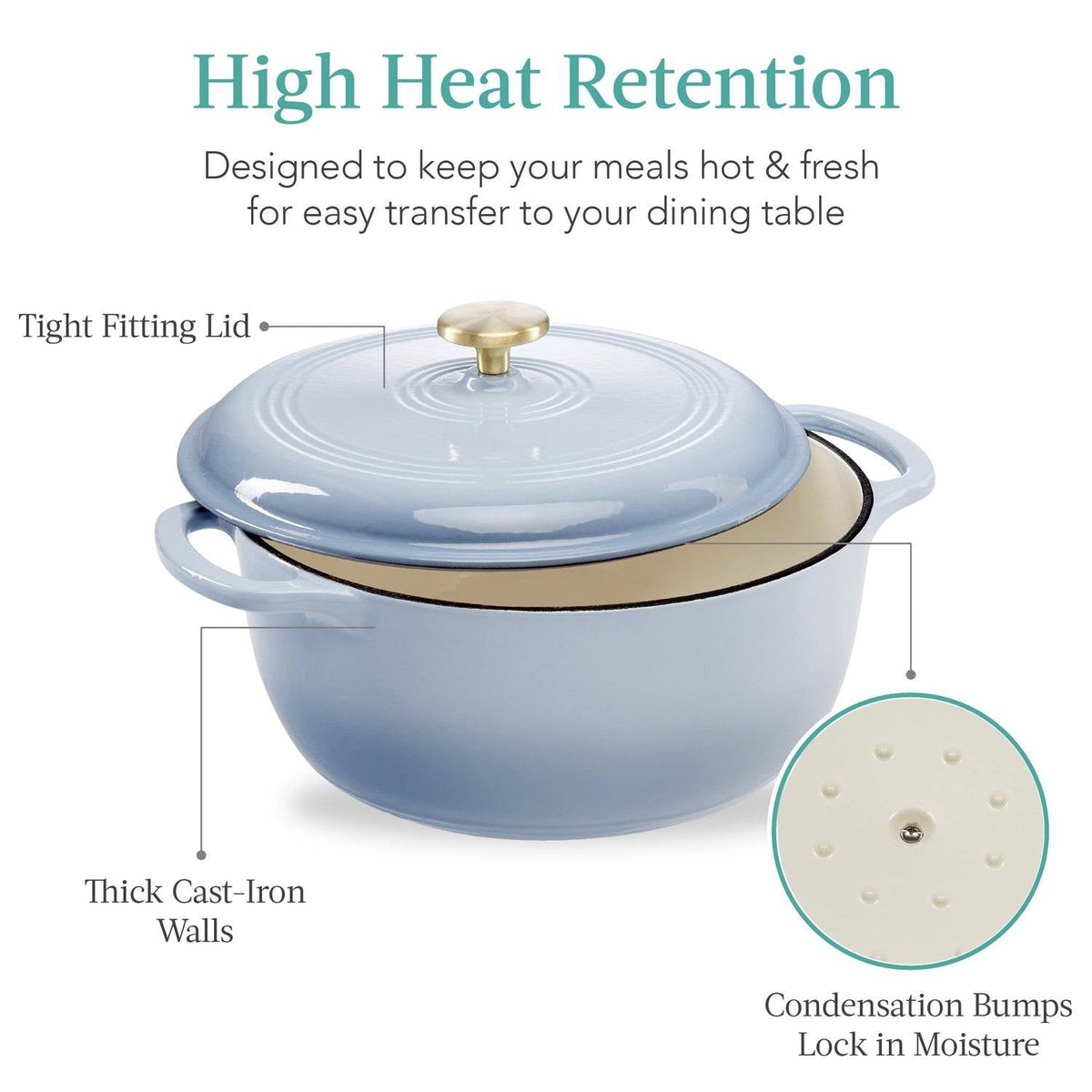 Enamel Cast Iron Dutch Oven, 6 Quart