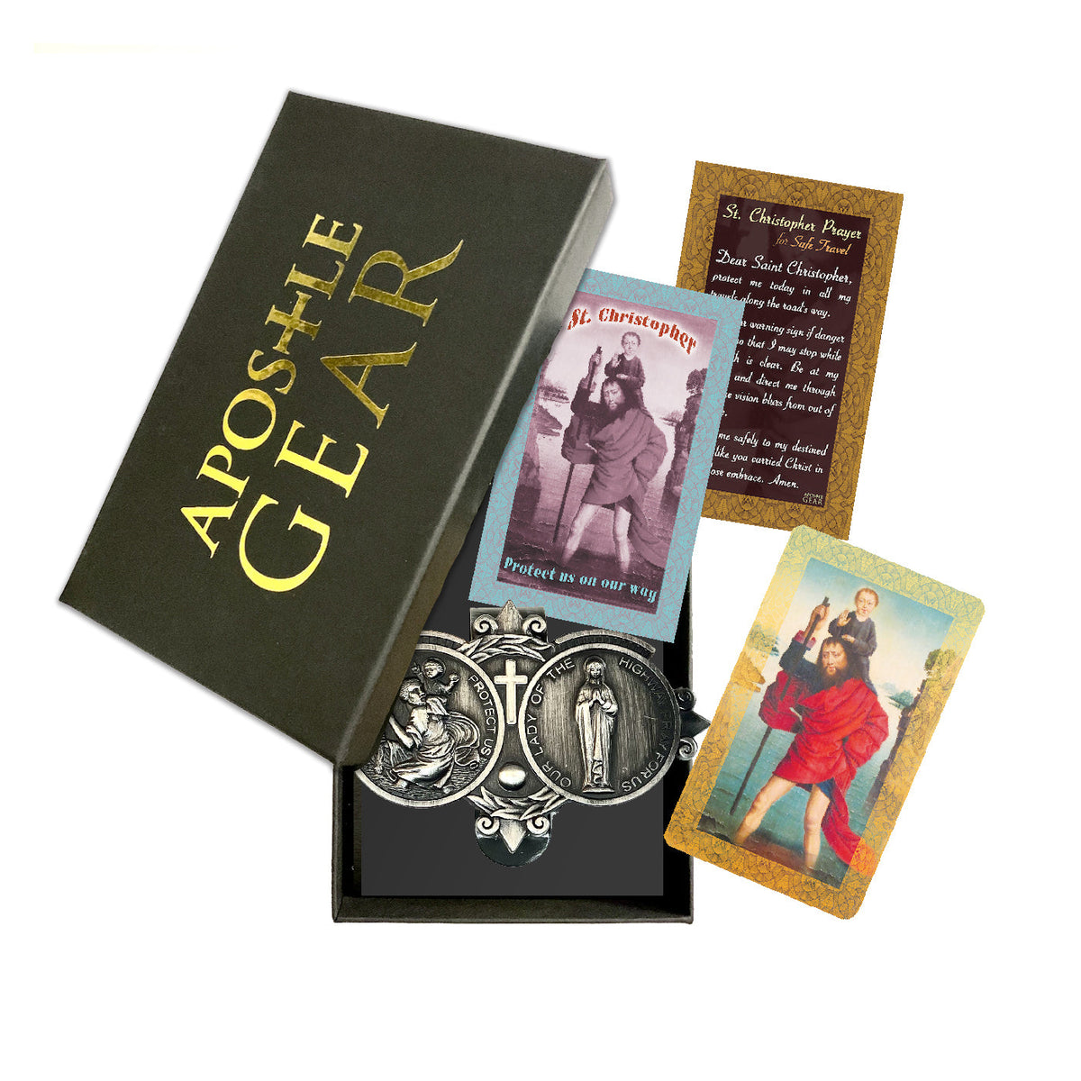Saint Christopher and Our Lady of the Highway Visor Clip