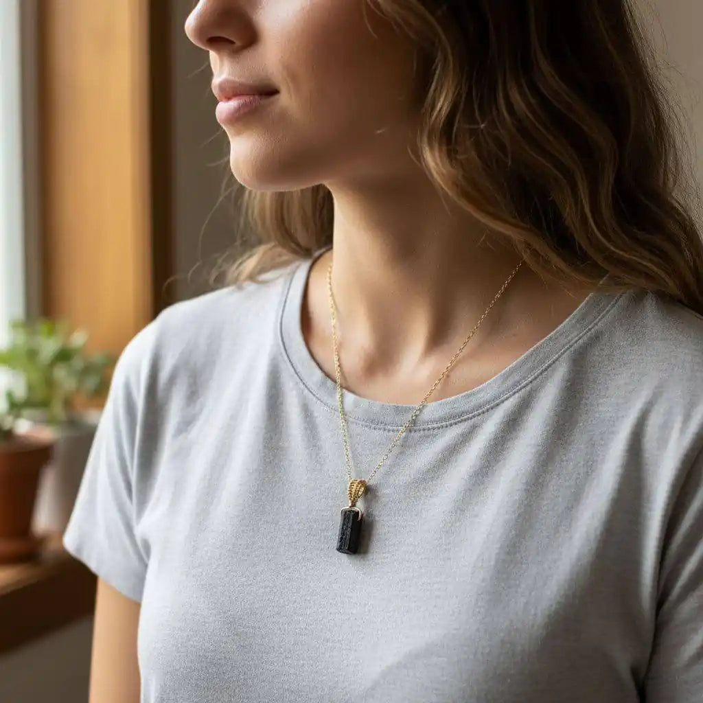 Raw Black Tourmaline Necklace