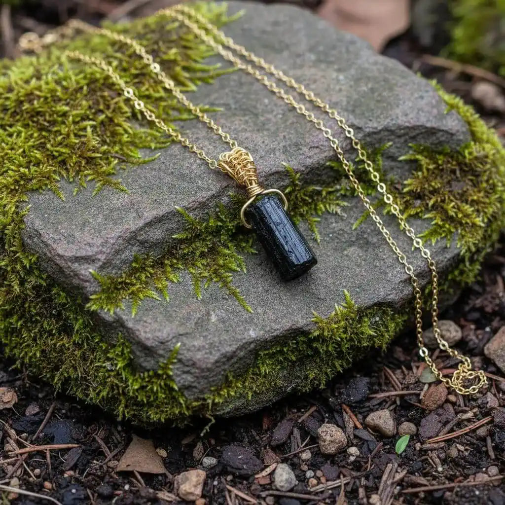 Raw Black Tourmaline Necklace